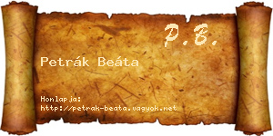 Petrák Beáta névjegykártya