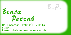 beata petrak business card